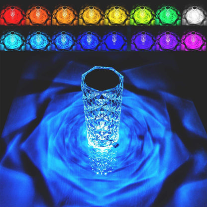 Cylindrical Crystal Table Lamp USB charge LED